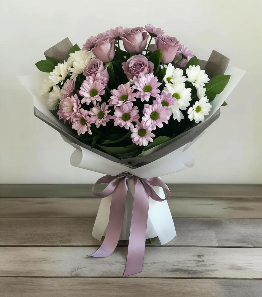 Букет цветов из: Хризантемы и Розы в Каа-Хеме
