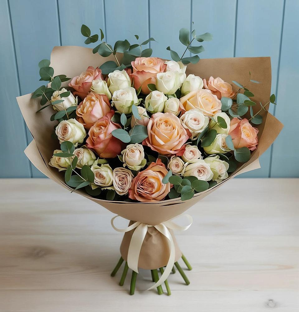 Букет цветов из: Альстромерии и Розы в Каа-Хеме