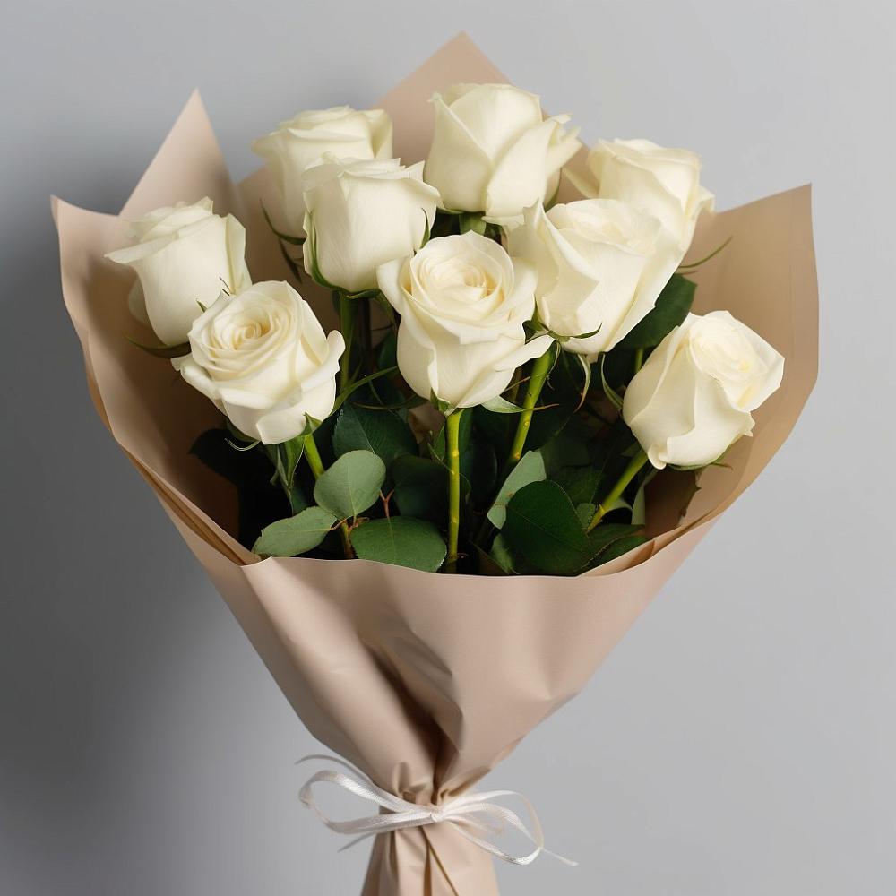 Букет 9 Белых роз Эдлесс Лав в Каа-Хеме