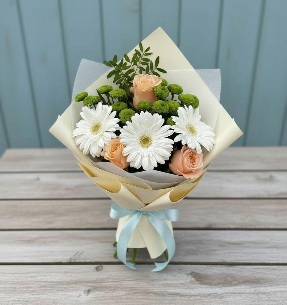 Букет цветов из: Герберы, Розы и Хризантемы в Каа-Хеме