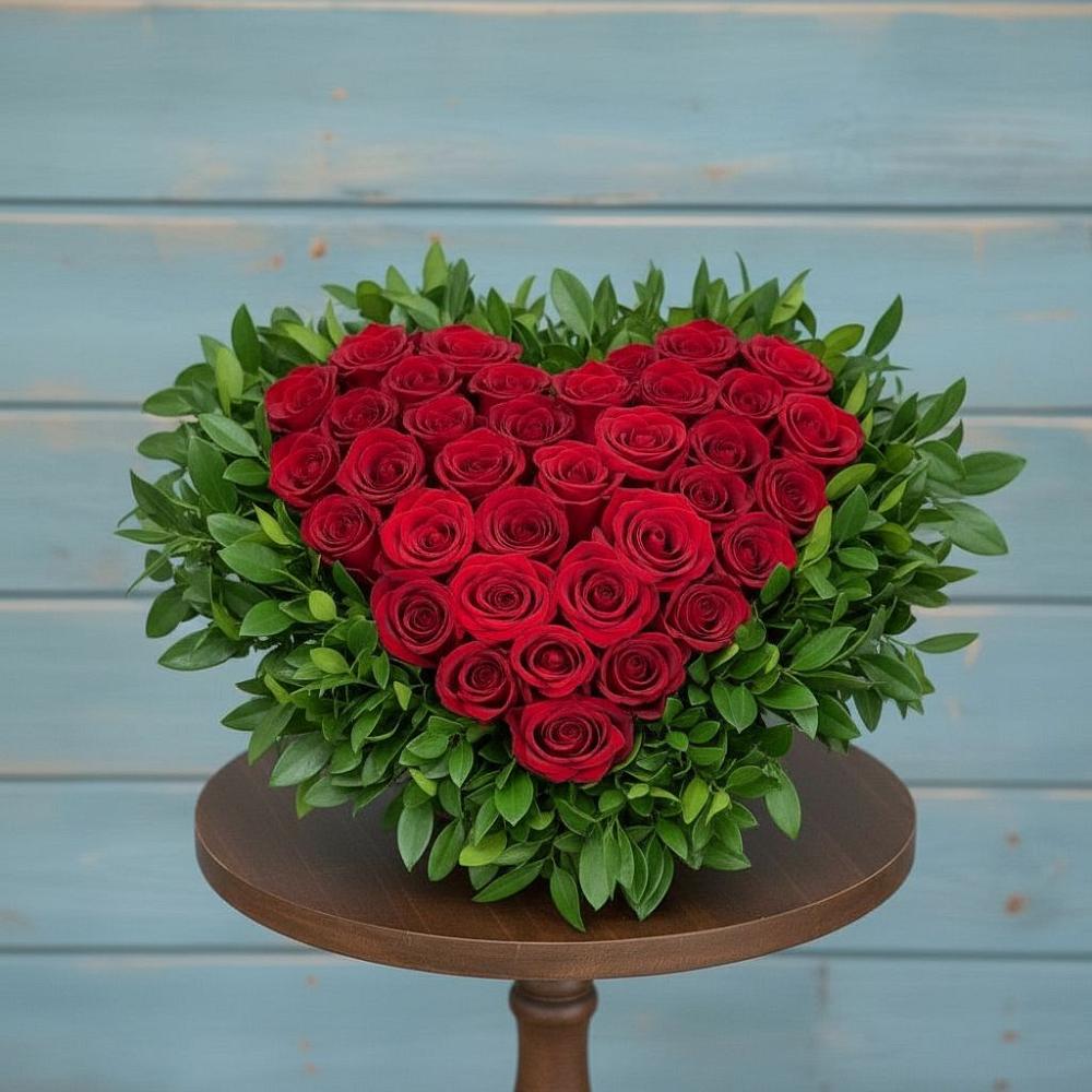 Цветочная композиция из Розы в виде сердца в Каа-Хеме