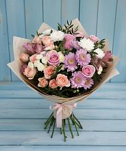 Букет цветов из:  Хризантемы, Розы и Альстромерии в Каа-Хеме